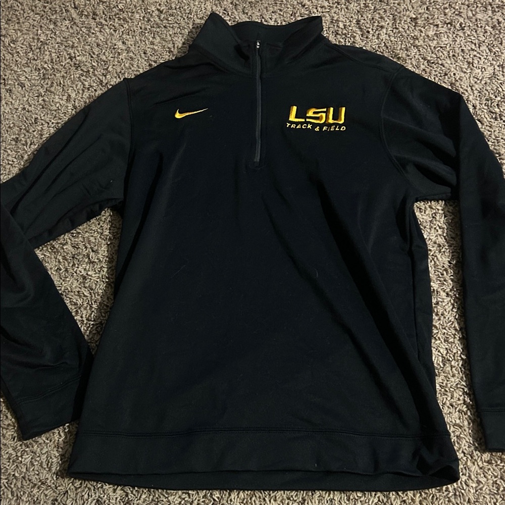 Nike Black and Gold LSU Quarter-Zip Pullover